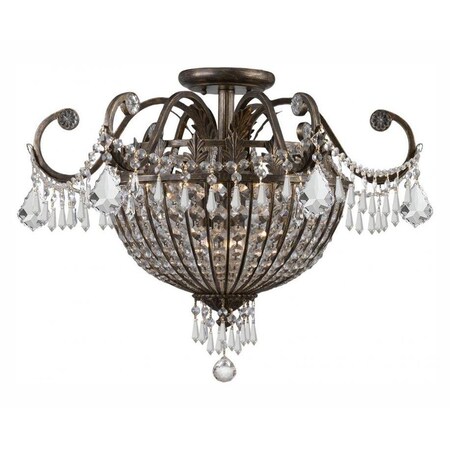 Crystorama Nine Light English Bronze Bowl Semi-Flush Mount 5167-EB-CL-MWP